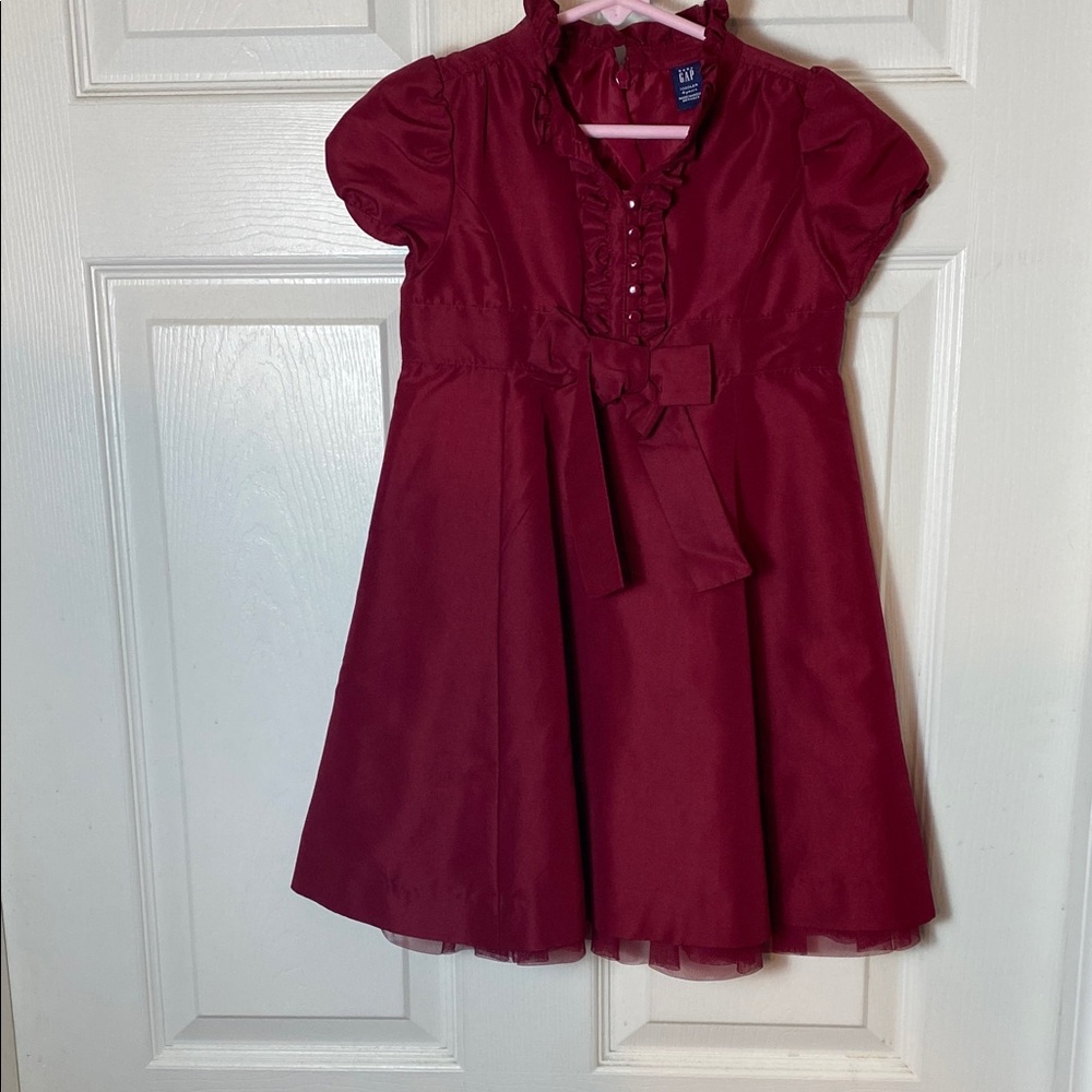 GAP Burgundy Kids Formal Dress Bow Detail Wedding Holiday 4 Year Old Toddler